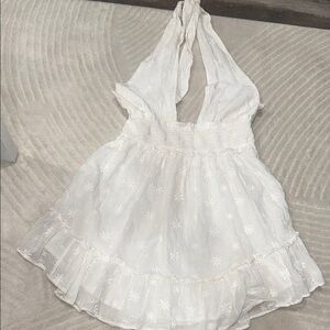 Aerie White Halter Mini Dress